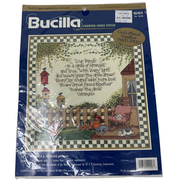 Bucilla Our Family Counted Cross Stitch Kit 42453 Birdhouse Cat Cottage - Picture 1 of 3